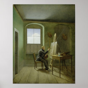 Póster Caspar David Friedrich em seu estúdio, 1811