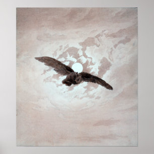 Poster Caspar David Friedrich Owl Voando Contra Moonlit