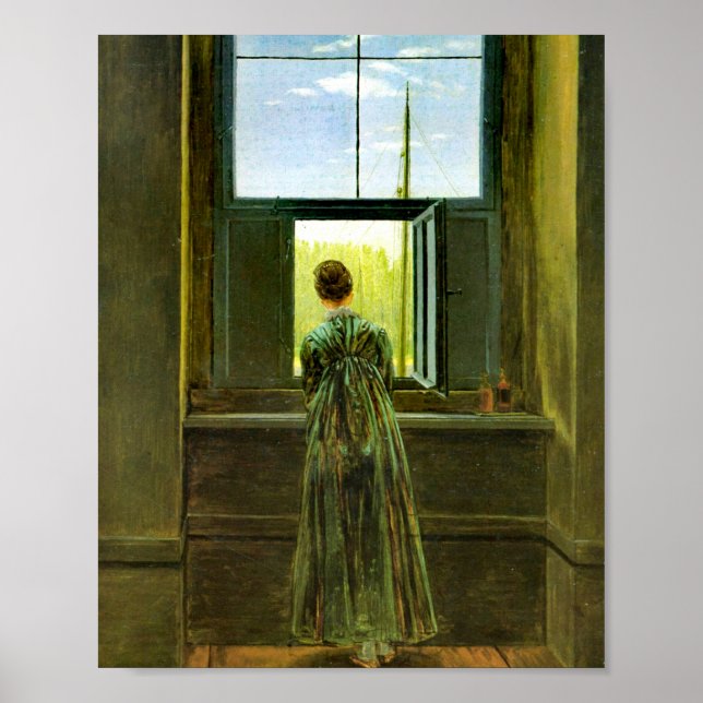 Poster Caspar David Friedrich Woman em uma janela (Frente)