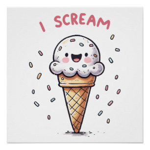 Póster Casquinha de Sorvete I Scream com Confeitos