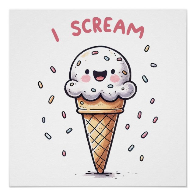Póster Casquinha de Sorvete I Scream com Confeitos (Frente)