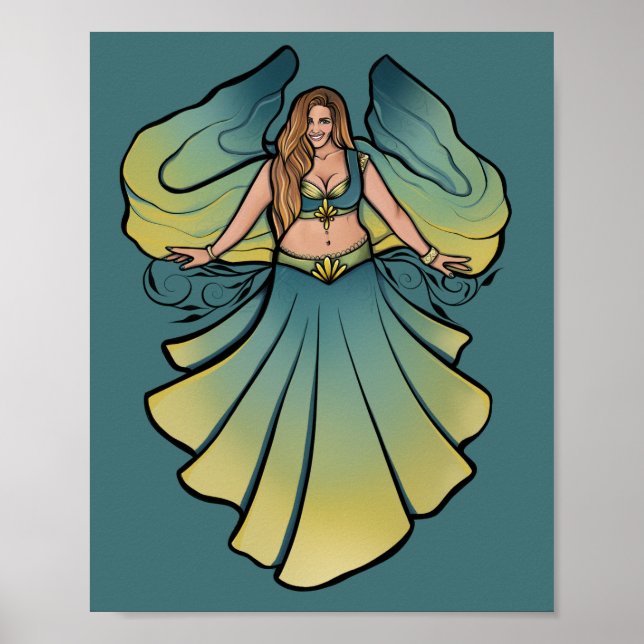 Poster Cassandra Belly Dancer Deusa Veil Art (Frente)