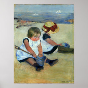 Poster Cassatt - Children Playing On Beach