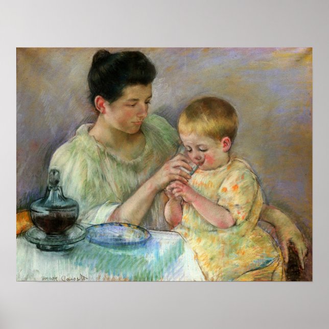 Poster Cassatt - Mãe alimentando a criança (Frente)
