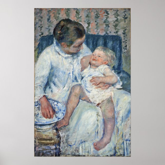 Poster Cassatt - Mãe Prestes a Lavar seu Filho Sonolento (Frente)