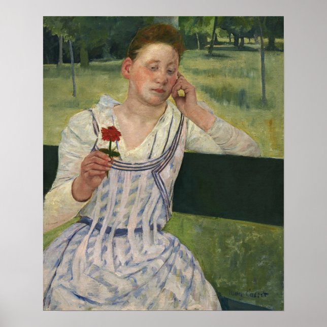 Poster Cassatt - Mulher com Zinnia Vermelha (Frente)