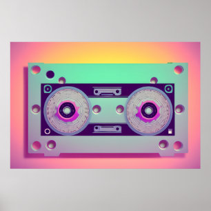 Poster Cassete de áudio   Música   Retro   Arte Digital  