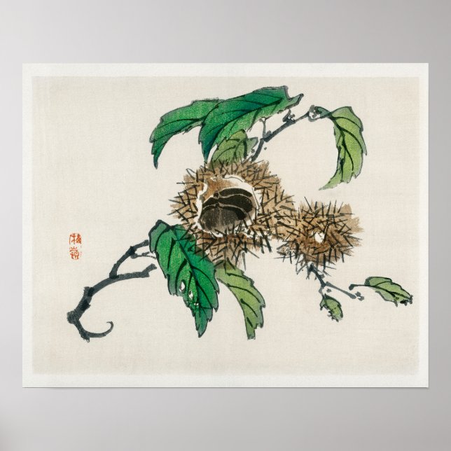 Poster Castanha de Kōno Bairei (1844-1895) (Frente)