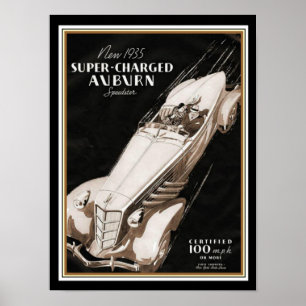 Poster castanho-aloirado de Speedster Deco da