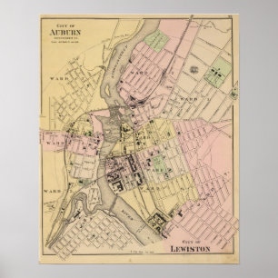Póster Castanho-aloirado, mapa de Lewiston