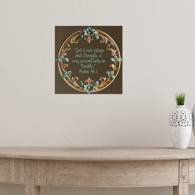 Poster Castanho Com Versos De Bíblia De Quadro Floral (Criador carregado)