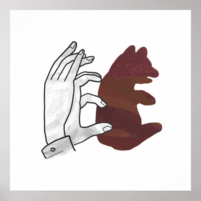 Poster Castanho-do-urso-silhueta manual (Frente)