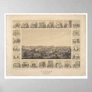 Póster Castanhos-aloirados, Califórnia 1857 mapas