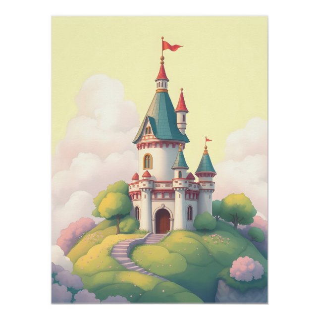 Póster Castelo branco com jardim verde (Frente)