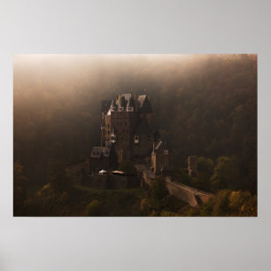 Poster Castelo Burg Eltz na névoa da manhã