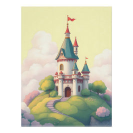 Póster Castelo caprichoso com jardim verde