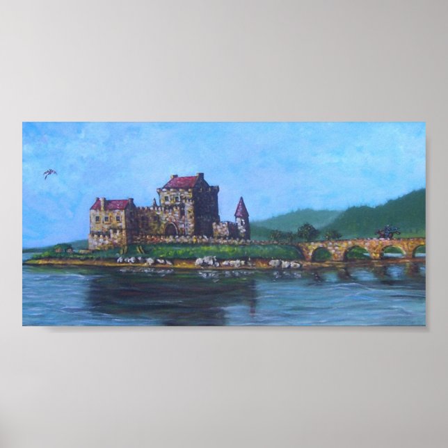 Póster Castelo com dragão e mago (Frente)