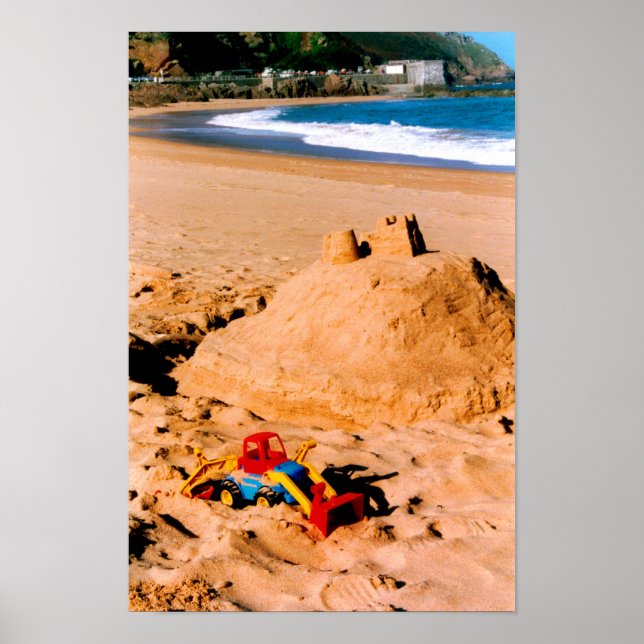 Póster Castelo de areia e praia (Frente)