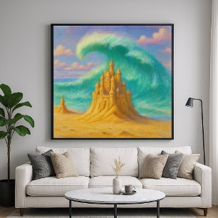 Poster Castelo de Areia Fuga - Estilo de Pintura Pastel