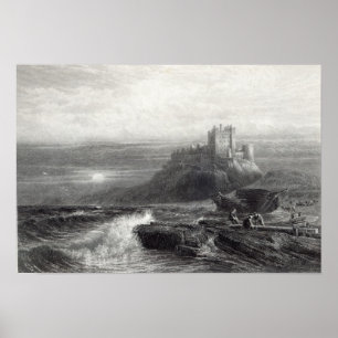 Poster Castelo de Bamborough, gravado por S. Bradshaw