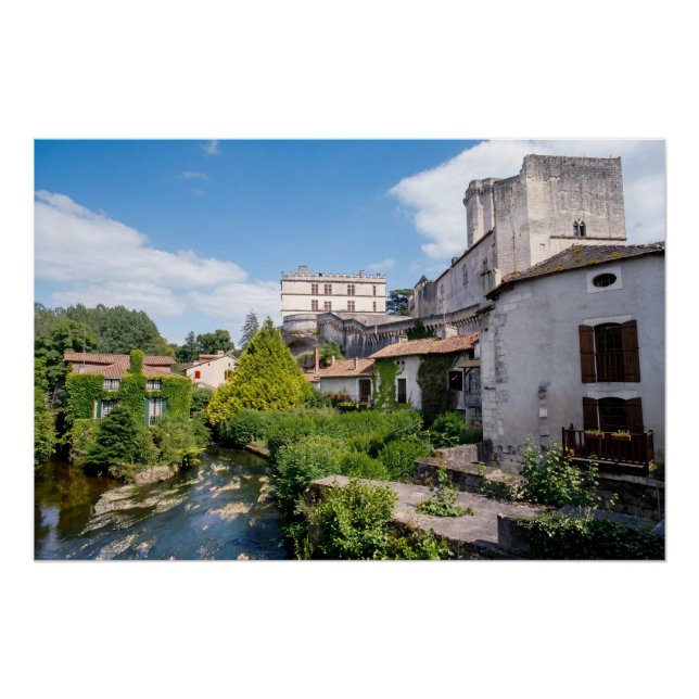 Póster Castelo de Bourdeilles e Rio Dronne, Dordogne (Frente)