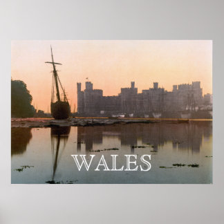 Poster Castelo de Caernarfon no País de Gales (1900)