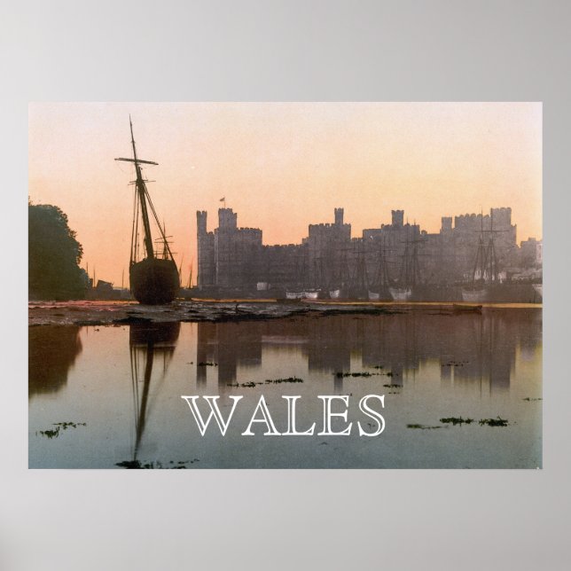 Poster Castelo de Caernarfon no País de Gales (1900) (Frente)