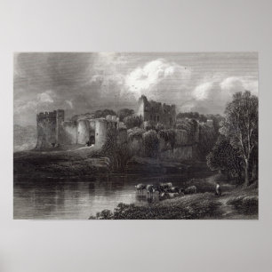 Póster Castelo de Chepstow, gravado por R. Hinshelwood
