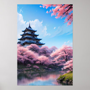 Poster Castelo de Cherry Blossoms