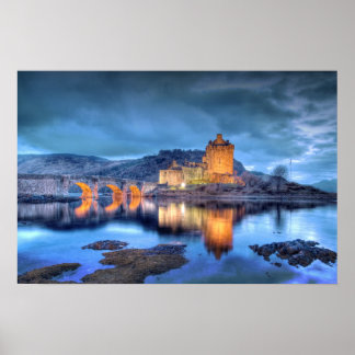 Poster Castelo de Eilean Donan à noite sem fronteira