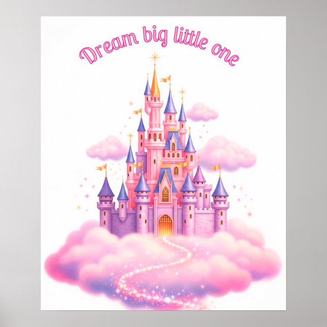 Poster Castelo de Fairytale Rosa Dreamy, camurdeiro perso (Frente)