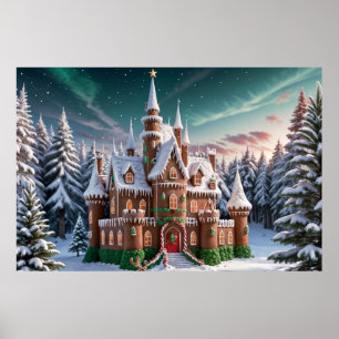 Poster Castelo de Gingerbird da Floresta de Natal