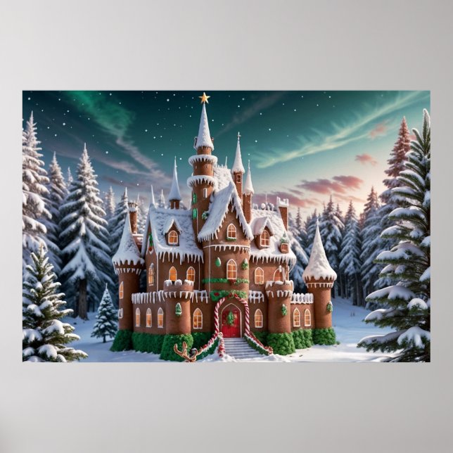 Poster Castelo de Gingerbird da Floresta de Natal (Frente)