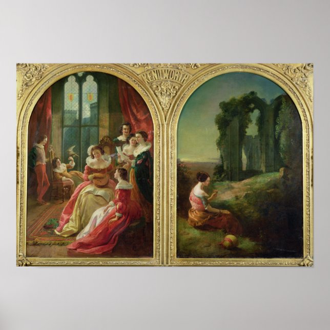 Póster Castelo de Kenilworth - Passado e Presente, 1854 (Frente)