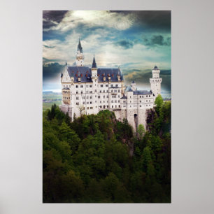 Poster Castelo de Neuschwanstein, céu tormentoso