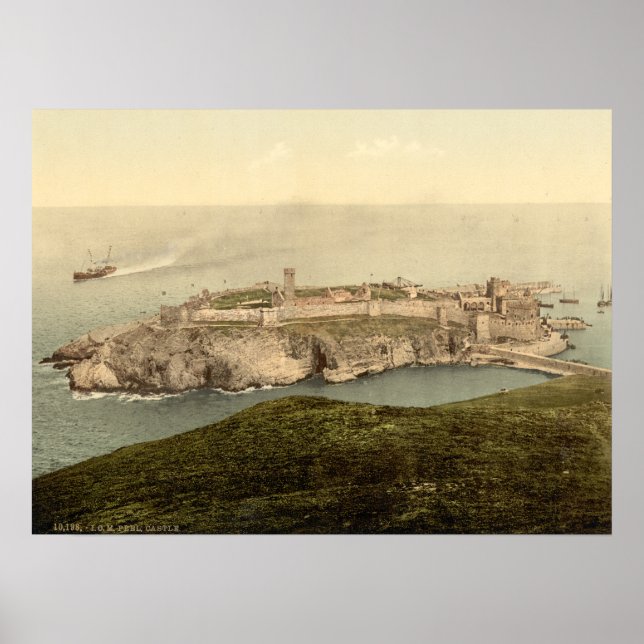 Póster Castelo de Peel, Ilha de Patrick da Rua, Ilha de M (Frente)