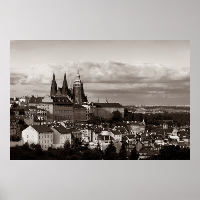Poster Castelo de Praga com Catedral Santo Vitus em Tchec (Frente)