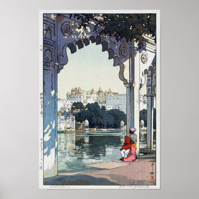 Poster Castelo de Udaipur, Índia, Hiroshi Yoshida (Frente)