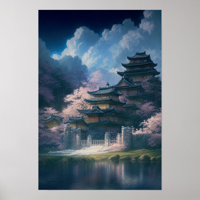 Poster Castelo de Wooden Japonês por Calm Lake (Frente)