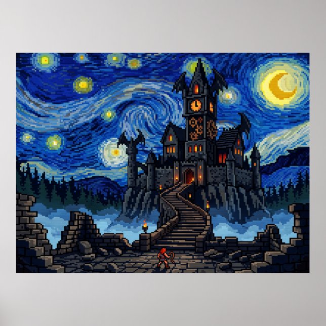 Poster Castelo do Drácula Castlevania Pixel Estrela Notur (Frente)