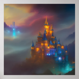 Poster Castelo Dourado ouro azul fantasia mágico 5
