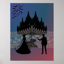 Poster Castelo e Vestido de Baile de Fantasia Romântica à