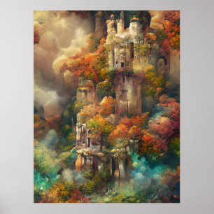 Poster Castelo Em Floresta, Selva Fantástica, Castelo Mág