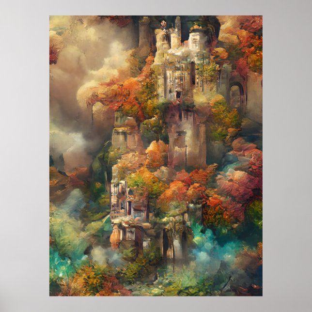 Poster Castelo Em Floresta, Selva Fantástica, Castelo Mág (Frente)