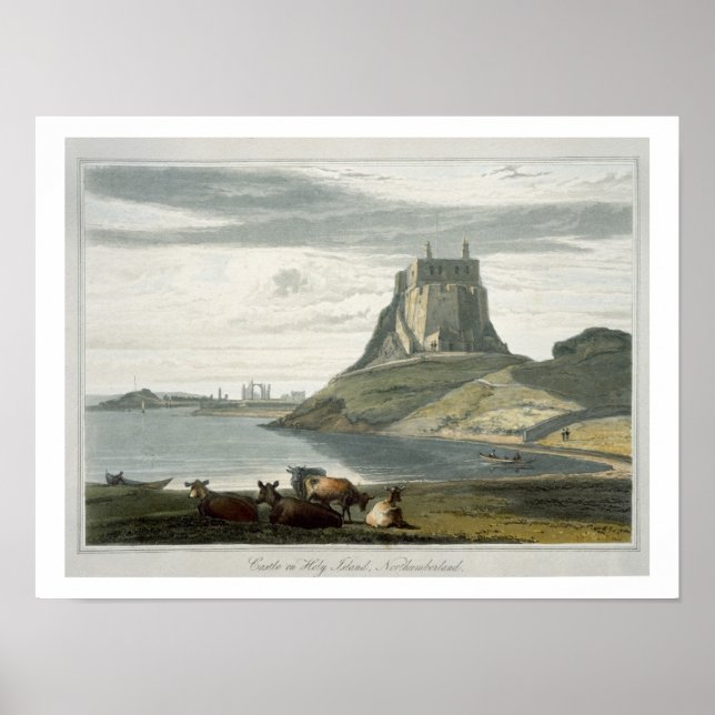 Poster Castelo em Santa Ilha, Northumberland, de A Voy (Frente)