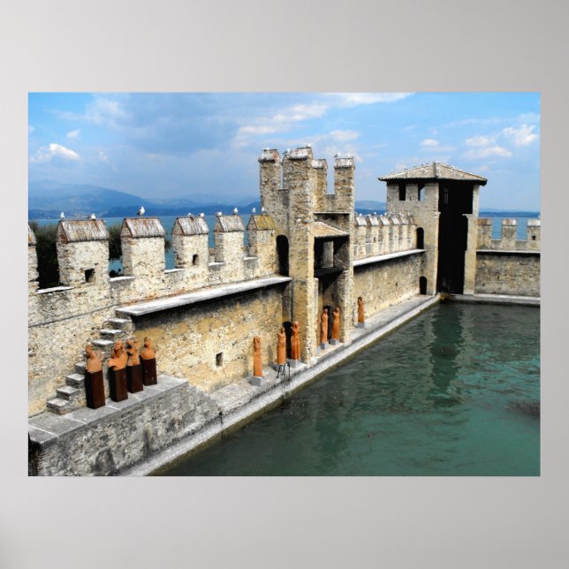 Poster Castelo em Sirmione, Lago Garda, Itália (Frente)