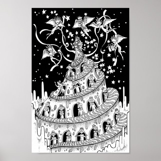Poster Castelo espiral. Celebração para a rainha. (Frente)