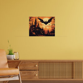 Poster Castelo Gótico de Vampiros sob a Lua Cheia