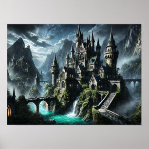 Poster Castelo Majestoso numa Paisagem Mística