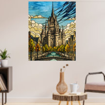 Castelo Medieval sobre Arte em Vidro Canal Ilus